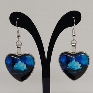 Blue lotus earrings